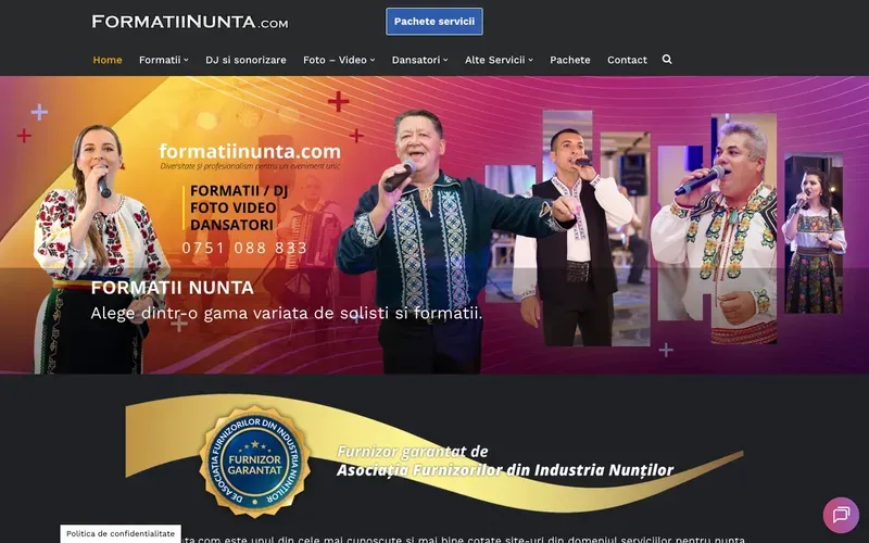 Formații Nuntă - captură a site-ului