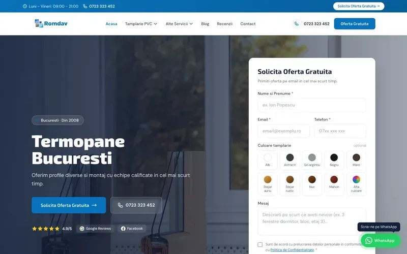 Romdav - captură a site-ului