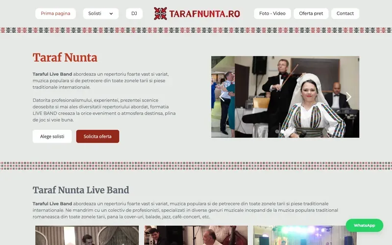 Taraf Nuntă - captură a site-ului