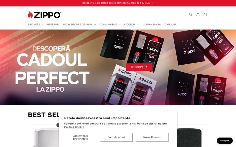 Zippo România - captură a site-ului